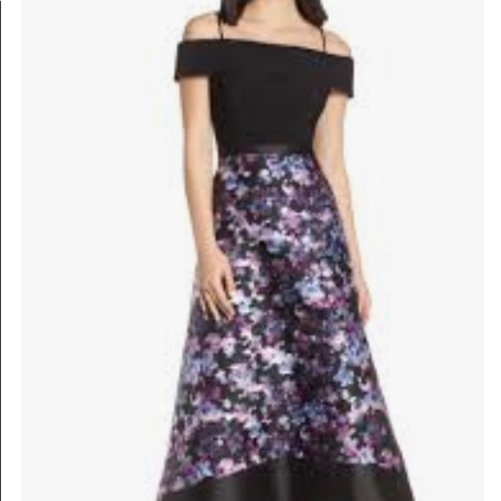 Cold Shoulder Mikado High/Low Hem Gown